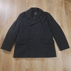 Gap Grayish Black Wool Blend Double-Breasted Peacoat Men's Size XL